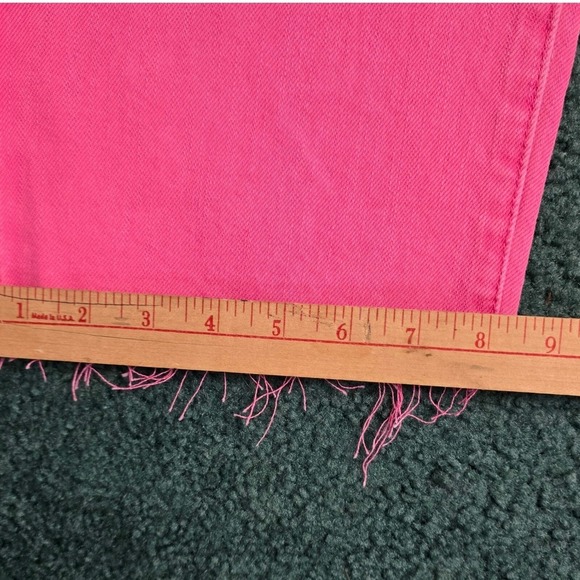 BlankNYC Womens Baxter 28 Pink Jeans Ribcage Hi-Rise Straight Leg Raw Hem Denim - Picture 8 of 9